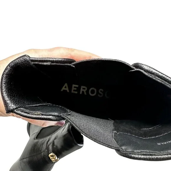Aerosoles Lido Ankle Boots Women's Size 8 Black Leather Block Heel Comfort - Picture 7 of 10